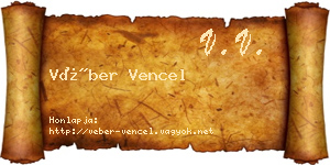 Véber Vencel névjegykártya